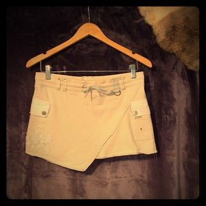 Triple Five Soul Asymmetric Med Khaki Floral Skirt